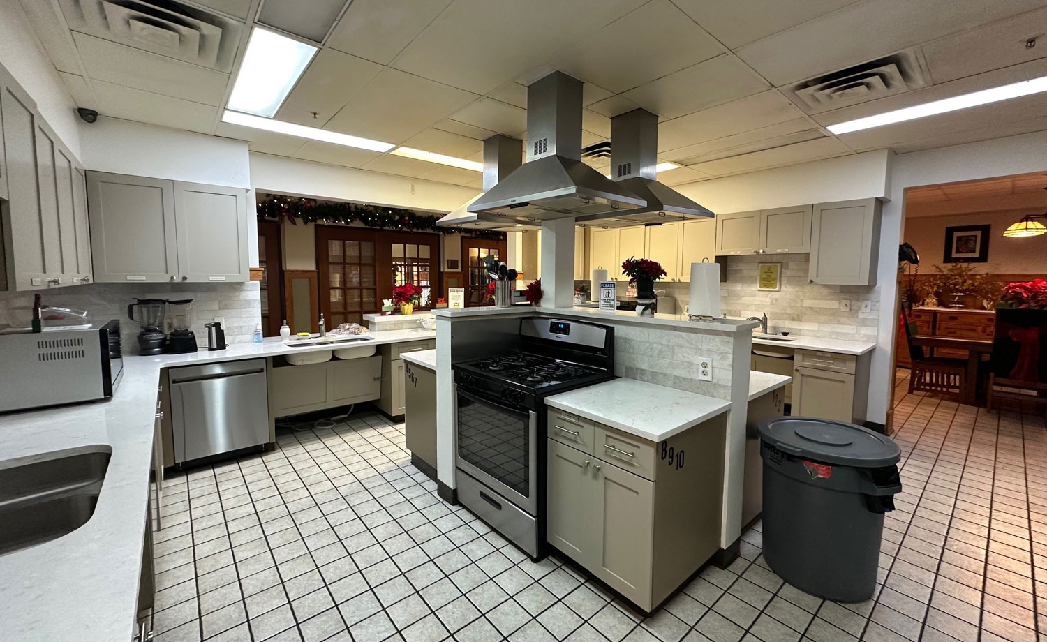 Newly remodeled kitchen with tiled floor